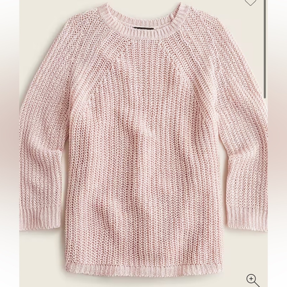 NWT J CREW 100% LINEN OPEN KNIT BEACH SWEATER PALE PINK